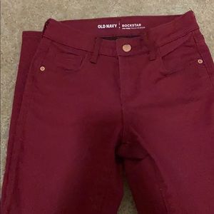 Old navy red rockstar skinny jeans